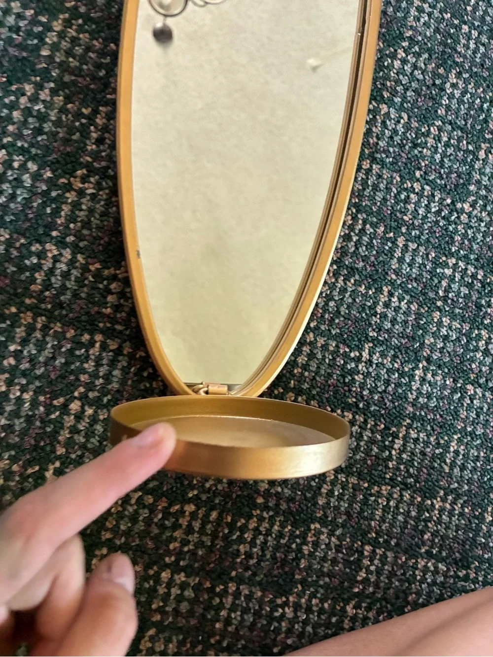 Gold-Tone Decorative Oval Phone Case Accent Mirror - Unbranded